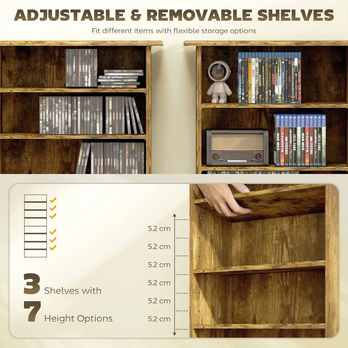 HOMCOM 360 CD Storage Unit - Rustic Brown