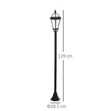 Outsunny 2 PCS LED Garden Lights Lamp Post Solar Powered Lantern Patio Pathway Walkway Outdoor Water-Resist Auto Switch 6 Hours Black