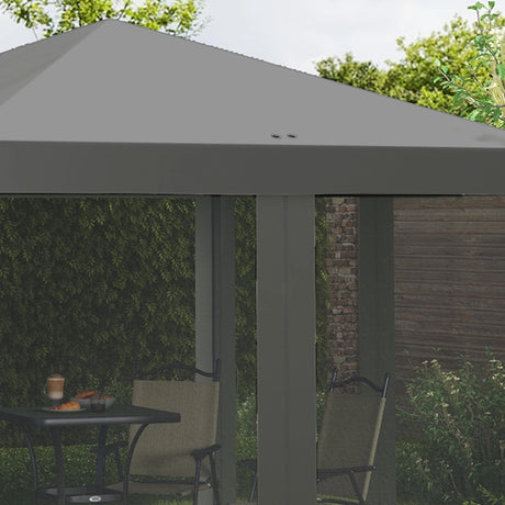 Outsunny 3 x 3 m Pop Up Gazebo, 420D Garden Tent Canopy with Removable Mesh Sidewall Netting, Carry Bag for Garden Patio Outdoor, Light Grey