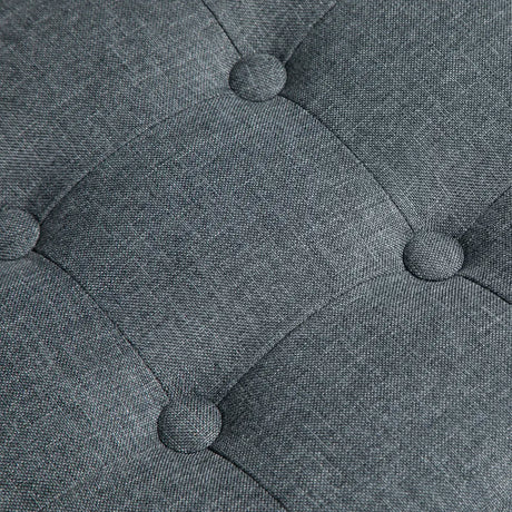 HOMCOM Linen-Look Square Ottoman Footstool w/ Button Tufts Wood Frame Padding Fabric Upholstered Stylish Home Furniture Footrest Side Table Grey