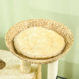 PawHut 95cm Cat Tree Tower for Indoor Cats, with Scratching Post, Cat House, Toy Ball, Platform - Beige