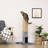 PawHut Cat Tree Scratching Post for Indoor Cats 79cm Jute Scratcher Climber w/ Carpet Base Dangling Toy  Grey