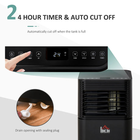HOMCOM 5000 BTU 4-In-1 Portable Air Conditioner Unit Cooling Dehumidifying Ventilating  for Room up to 18m2, with Fan, Remote, 24H Timer, Window Mount Kit, R290, A Energy Efficiency