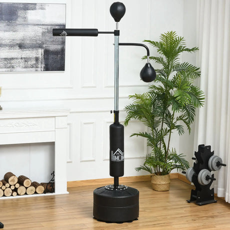 HOMCOM 4-in-1 Boxing Punching Bag, Freestanding with 2 Speed Bals, 360 Reflex Bar, 160-230cm Adjustable Height, Black