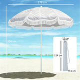 Outsunny 1.8 m Beach Umbrella Parasol with Sand Anchor, Portable Tilting Garden Parasol with Adjustable Height, Light Grey