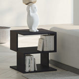 HOMCOM Side Table Square Coffee Table Modern End Table with 2 Tier Storage Shelves for Living Room, Bedroom, Black