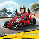 HOMCOM 24V Electric Go Kart for Kids with Adjustable Seat for 6-12 Years, Red