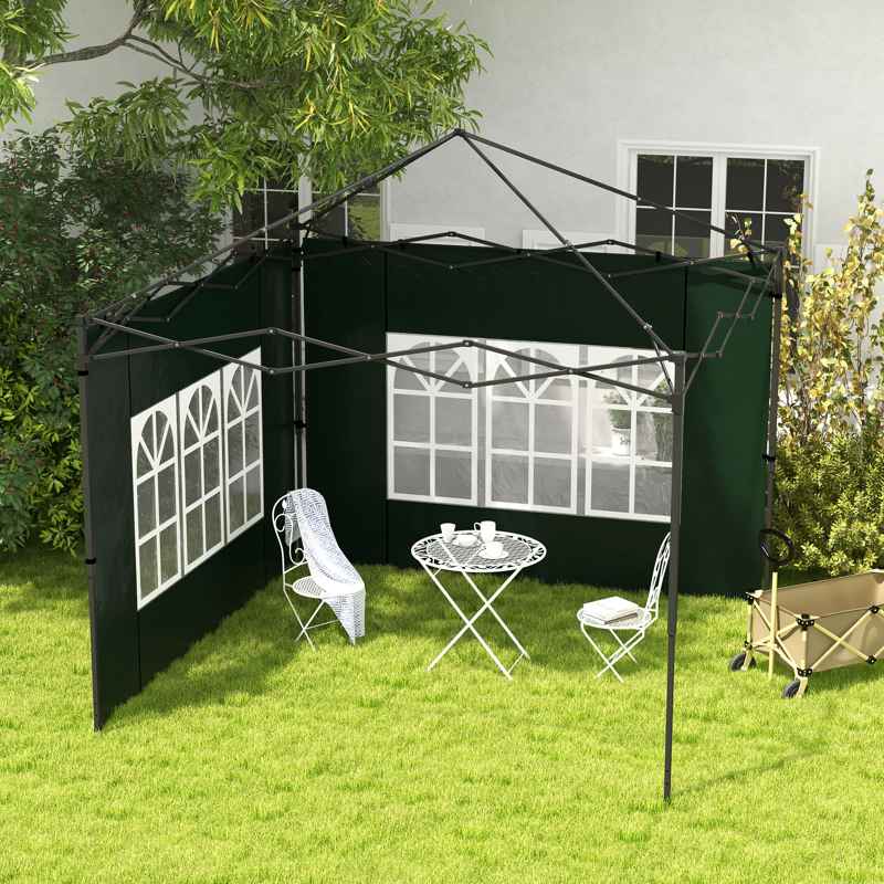 Outsunny Set of Two 3 x 3m Gazebo Frame Replacement Walls - Green