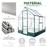 Outsunny 6x6 FT Polycarbonate Greenhouse with Base and Raised Bed, Walk-in Greenhouse with Aluminium Frame, Temperature Controlled Window, Foundation for Plants, Flowers, Vegetable