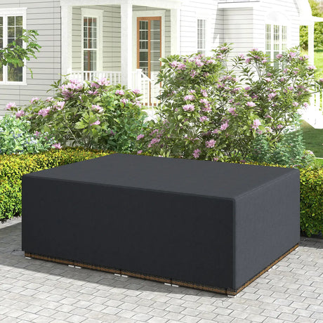 Outsunny 600D Oxford Outdoor Garden Furniture Sofa Set Cover, Waterproof Anti-UV Rattan Sun Lounger Protection Protector Cover, 275L x 205W x 90Hcm, Black