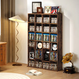 HOMCOM CD Storage Unit with Adjustable Shelves, 89 x 130.5 cm, Rustic Brown