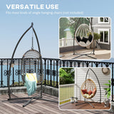 Outsunny Hammock Chair Stand Only, Hanging Chair Stand with X-Shape Base, Heavy Duty Steel Single Hammock Egg Swing Frame for Indoor Outdoor, 150 KG Load Capacity Black
