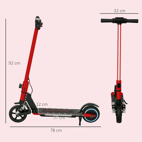 SPORTNOW Folding Electric Scooter for Kids Age 6-14 with Dual Brakes, Front Suspension, LED Colourful Lights and Display, 6.8kg Lightweight Aluminium E Scooter, Up to 14 KM/H & 6 KM, Red