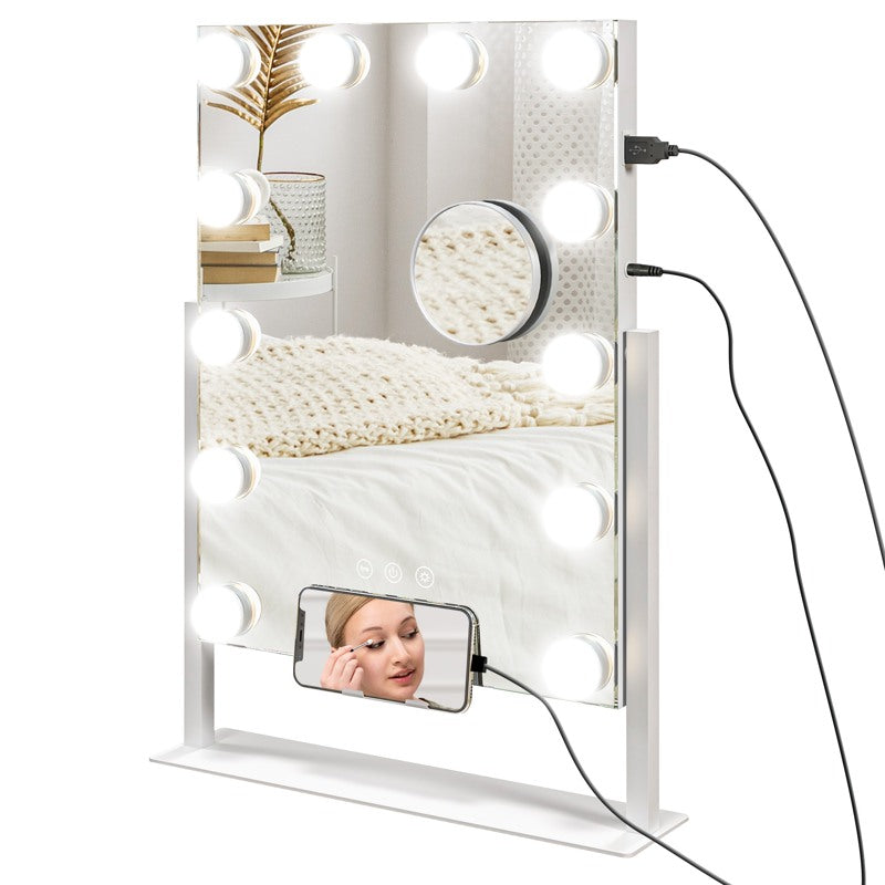 HOMCOM 12 LED bulb Tabletop Makeup Mirror, with Adjustable Settings