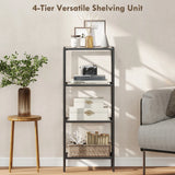 HOMCOM 4-Tier Shelving Unit, Glass Shelf, Vertical Storage Shelf for Living Room, Home Office, Bedroom, Bathroom, Black