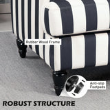 HOMCOM Modern Cuddle Chair, Velvet Single Sofa Armchair with Stripe, Turned Legs and Wide Seat, Upholstered Snuggle Chair for Living Room, Bedroom, Black and White