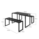 Outsunny 3 Pieces Picnic Bench Set with Table and 2 Benches, Slated Design Dining Trestle Beer Table and Seat, Black