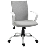 Vinsetto Office Chair Linen Swivel Computer Desk Chair Home Study Task Chair with Wheels, Arm, Adjustable Height, Light Grey