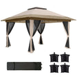 Outsunny 3.6 x 3.6m Pop-Up Gazebo, with Accessories - Beige