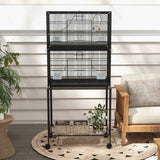 PawHut Two-Tier Bird Cage on Wheels, with Stand, for Small Birds