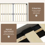 HOMCOM Double Bed Frame, with Velvet-Feel Headboard - Grey