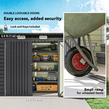 Outsunny 3.7 x 7.9ft Galvanised Steel Shed, with Latched Door and Padlock - Grey