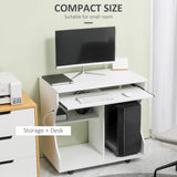 HOMCOM Multi-Storage Compact Work Desk, with Wheels - White