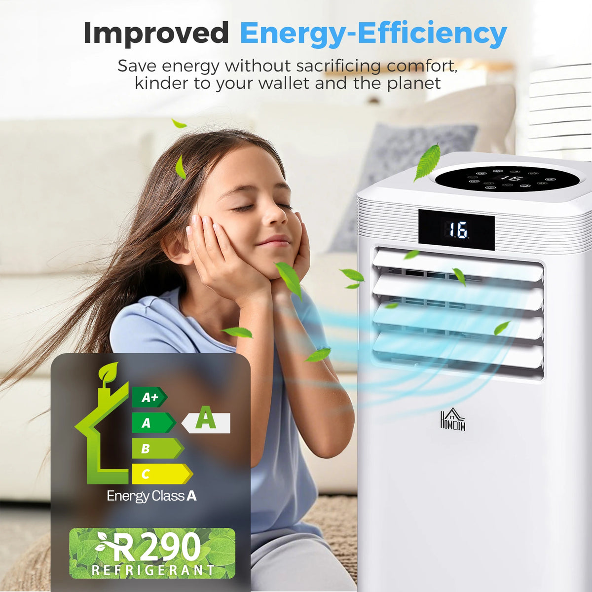 HOMCOM 10000 BTU Air Conditioning Unit, 3-in-1 Portable Air Conditioner, Dehumidifier, Cooling Fan with Remote Control, Digital Display, 2 Speeds, 24H Timer, Window Venting Kit, 22m2