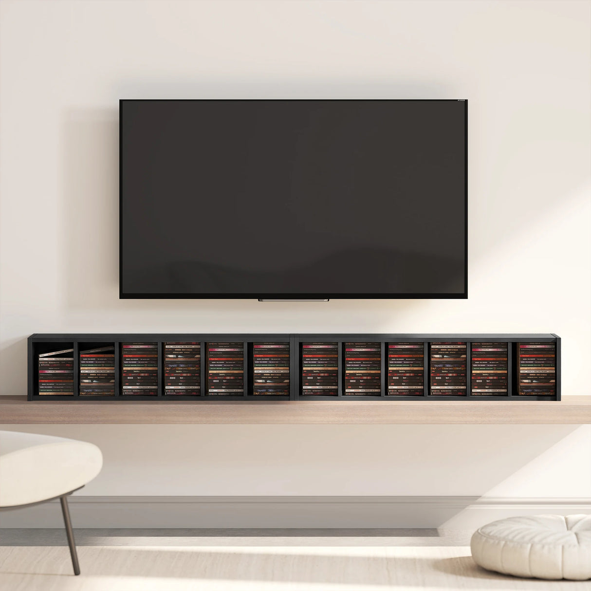 HOMCOM Set of 2 CD Media Display Shelf Unit Tower Rack with Adjustable Shelves, Black