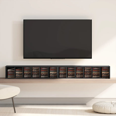 HOMCOM Set of 2 CD Media Display Shelf Unit Tower Rack with Adjustable Shelves, Black
