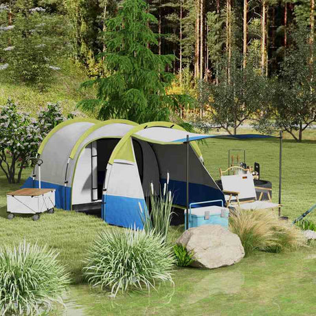 Outsunny Three Man Two-Room Tent, with Porch and Accessories - Green