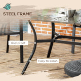 Outsunny Six-Seater Steel Garden Table, with 41mm Parasol Hole - Wood-Effect