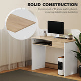 HOMCOM 100cm Compact Computer Desk with Keyboard Tray, Home Office Desk with Drawer for Bedroom Study, Oak