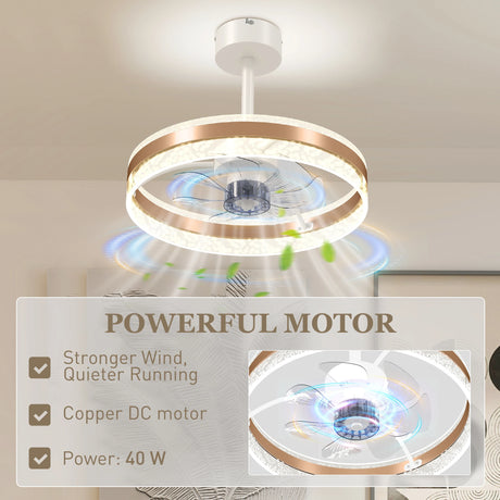 HOMCOM Ceiling Fan with LED Light and Remote - Gold Tone