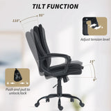 HOMCOM Linen-Look Double-Padded Office Chair - Black