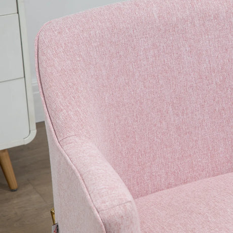 HOMCOM Accent Chair, Living Room Armchair, Vanity Chair with Gold Plating Metal Legs and Soft Padded Seat for Bedroom and Caf, Set of 2, Pink