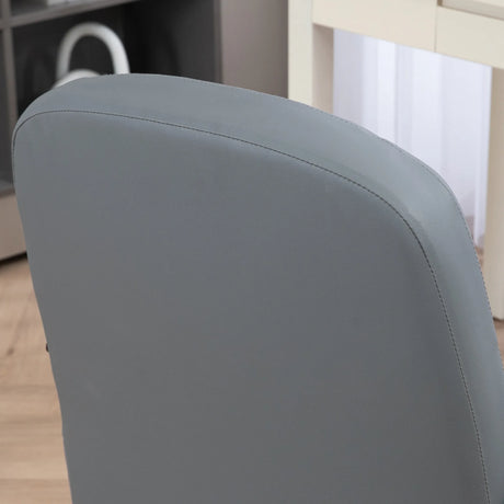 HOMCOM Office Chair, PU Leather Computer Desk Chair with Adjustable Height, Swivel Wheels for Home Office Work Study, Grey