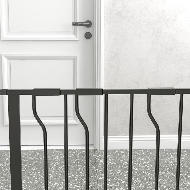 PawHut Extra Wide Dog Safety Gate, with Door Pressure, for Doorways, Hallways, Staircases - Black