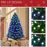 HOMCOM 4FT Pre-Lit Artificial Christmas Tree w/Fibre Optic Decorations LED Light Holiday Home Xmas Decoration-Green