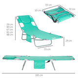 Outsunny Foldable Sun Lounger with Reading Hole - Green