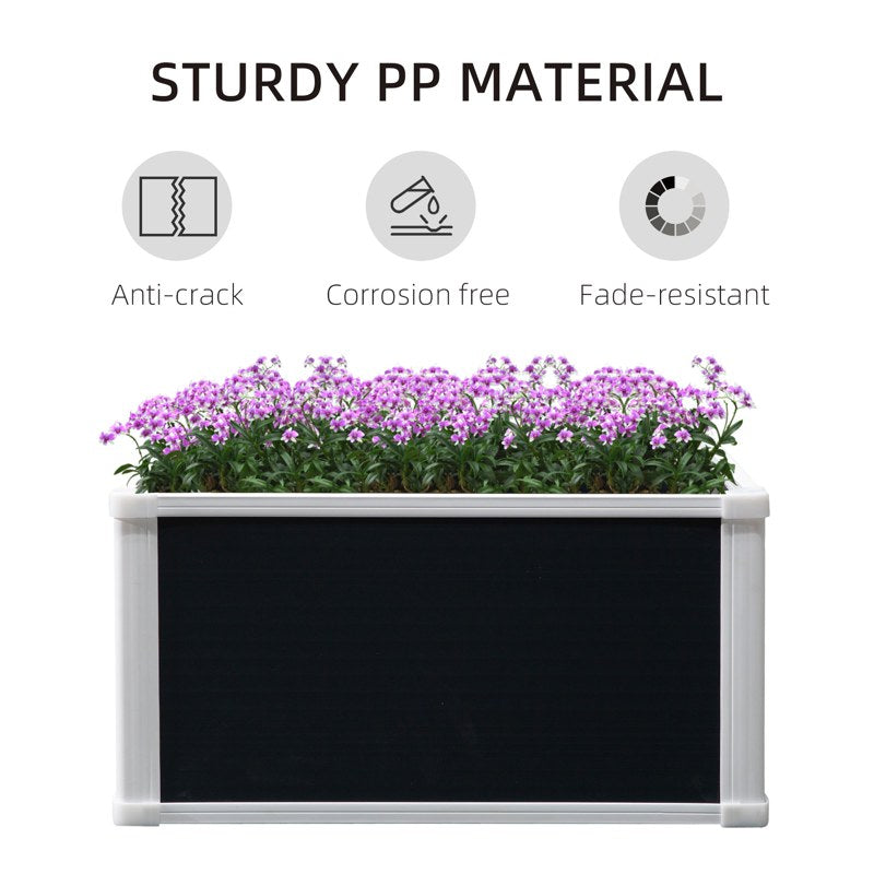 Outsunny 96L Raised Garden Bed, Weather-resistant PP Planter Box Containers for Outdoor Patio Plant Flower Vegetable, 60 x 60 x 30 cm