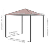 Outsunny 3 x 3(m) Garden Gazebo, Outdoor Gazebo Canopy Shelter with Curtains and Steel Frame for Lawn, Yard and Deck, Coffee