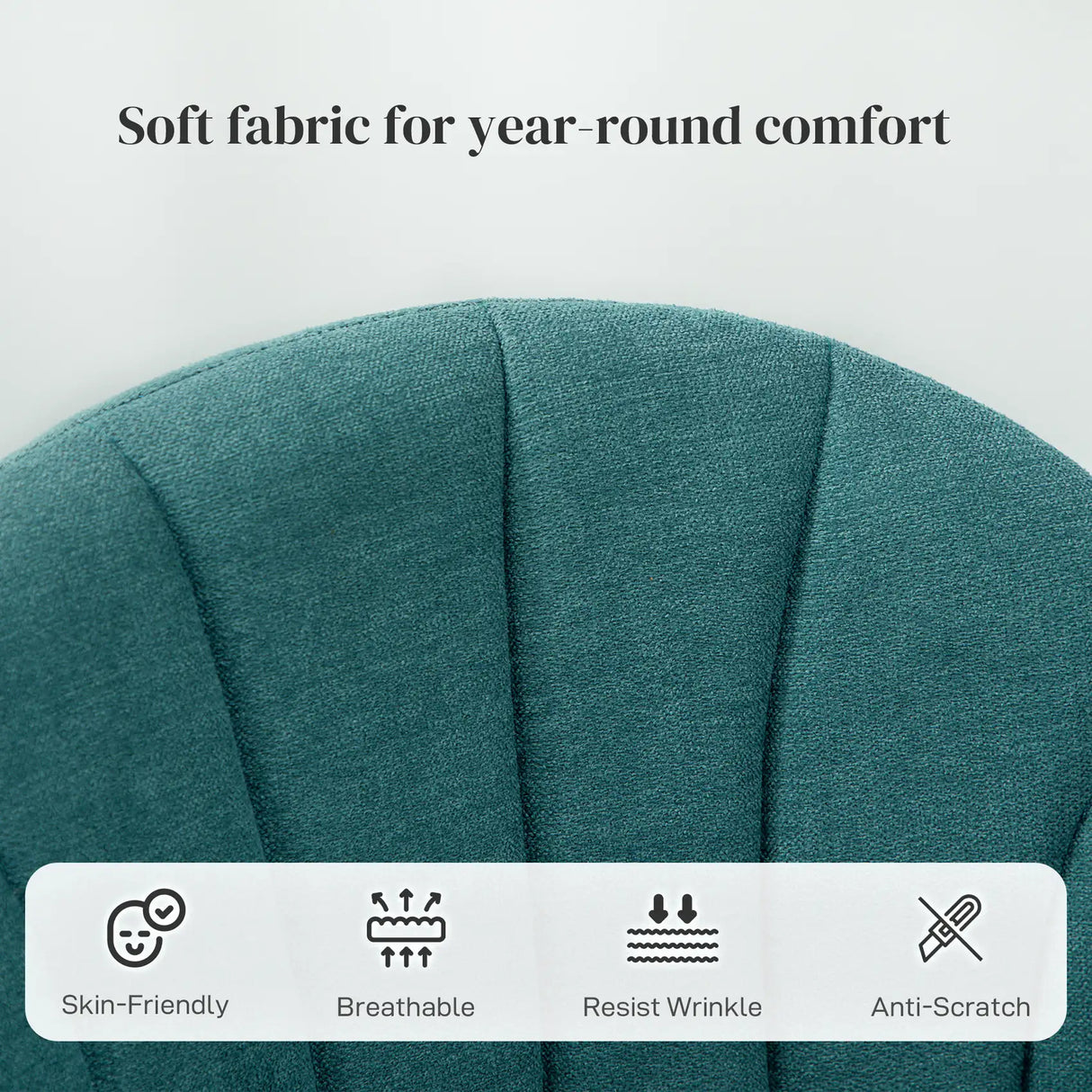 HOMCOM Dining Chairs Set of 2, Modern Upholstered Kitchen Chairs with Metal Legs, Shell Backrest and Padded Seat for Dining Room, Bedroom, Living Room, Vanity, Green