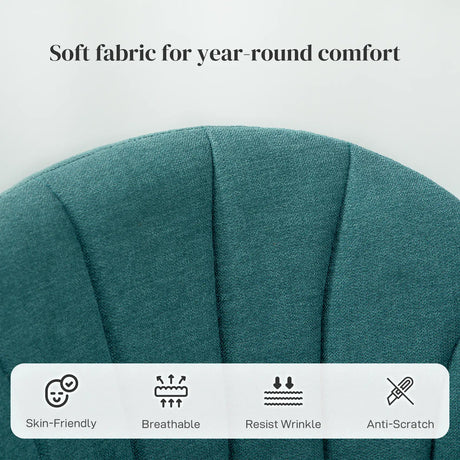 HOMCOM Dining Chairs Set of 2, Modern Upholstered Kitchen Chairs with Metal Legs, Shell Backrest and Padded Seat for Dining Room, Bedroom, Living Room, Vanity, Green