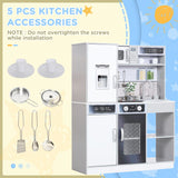 AIYAPLAY Pretend Play Toy Kitchen, Kids Kitchen Playset w/ Sounds, Lights, Running Water, Coffee Maker, Refrigerator