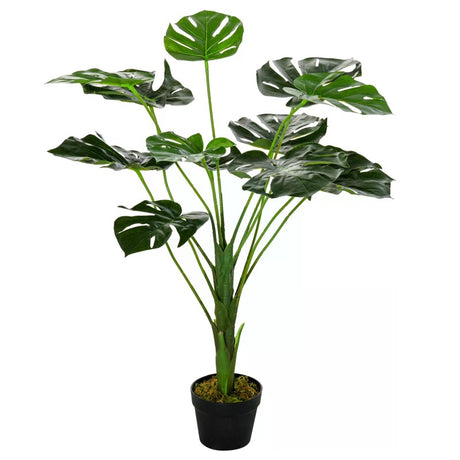 HOMCOM Decorative Artificial Monstera Plants in Pot Fake Plants for Home Indoor Outdoor Decor, 85cm