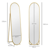 HOMCOM Two-Way Curved Full Length Mirror - Gold Tone