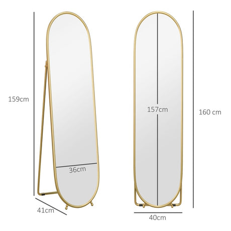 HOMCOM Two-Way Curved Full Length Mirror - Gold Tone