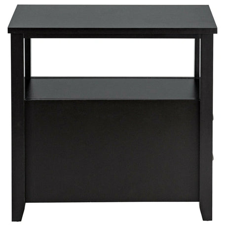 Retro Side Table Nightstand with 2 Drawers Stroage-Black