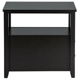 Retro Side Table Nightstand with 2 Drawers Stroage-Black